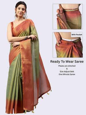 Multicolor polyester dyed saree with blouse 2
