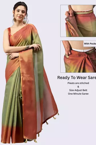 Multicolor polyester dyed saree with blouse
