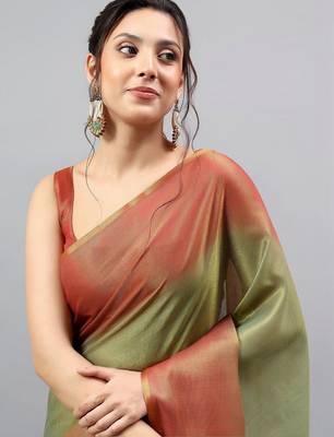 Multicolor polyester dyed saree with blouse 3
