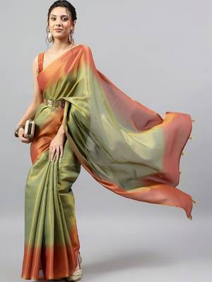 Multicolor polyester dyed saree with blouse 4