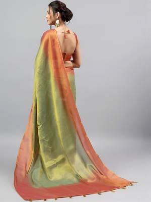Multicolor polyester dyed saree with blouse 5
