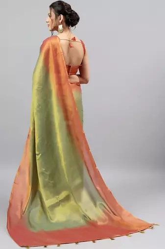 Multicolor polyester dyed saree with blouse