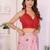 Pink linen printed saree with blouse