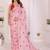 Pink linen printed saree with blouse