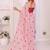 Pink linen printed saree with blouse