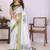 Off white linen printed saree with blouse