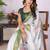 Off white linen printed saree with blouse