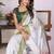 Off white linen printed saree with blouse