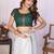 Off white linen printed saree with blouse