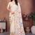 White linen printed saree with blouse