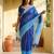 Blue linen printed saree with blouse