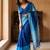 Blue linen printed saree with blouse