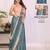 Teal linen printed saree with blouse