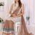 Brown linen striped saree with blouse