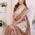 Brown linen striped saree with blouse