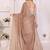 Brown linen striped saree with blouse