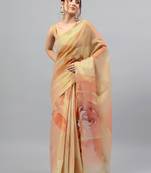 Beige tissue printed saree with blouse