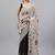 Off white pure georgette printed saree with blouse