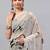 Off white pure georgette printed saree with blouse