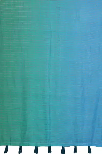 Blue linen checked saree with blouse