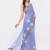 Lavender linen printed saree with blouse