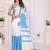 Multicolor linen striped saree with blouse