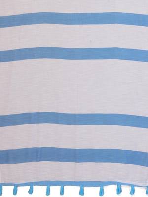 Multicolor linen striped saree with blouse 4