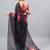 Black linen printed saree with blouse