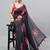 Black linen printed saree with blouse