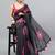 Black linen printed saree with blouse