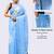 Blue linen printed saree with blouse