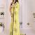 Yellow linen printed saree with blouse