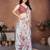 Blue linen printed saree with blouse