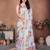 Blue linen printed saree with blouse