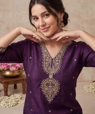 Women Ethnic Motifs Embroidered Regular Thread Work Kurta with Trousers & With Dupatta 2