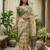 Green blended cotton printed saree with blouse