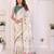 Off white linen printed saree with blouse
