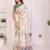 Off white linen printed saree with blouse