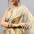 Sea green tissue printed saree with blouse