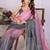 Pink linen printed saree with blouse