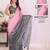 Pink linen printed saree with blouse