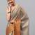 Grey polyester solid saree with blouse