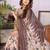 Brown linen printed saree with blouse
