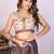 Brown linen printed saree with blouse