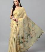 Gold tissue printed saree with blouse