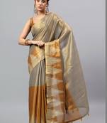 Grey tissue woven design saree with blouse
