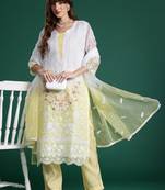 Floral Embroidered Sequinned Kurta With Trousers & Dupatta