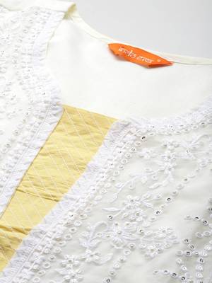 Floral Embroidered Sequinned Kurta With Trousers & Dupatta 2
