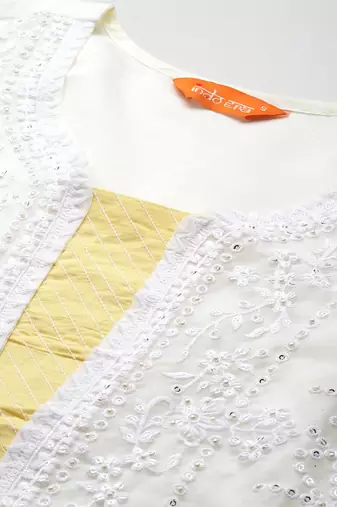 Floral Embroidered Sequinned Kurta With Trousers & Dupatta