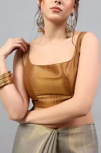 Grey tissue woven design saree with blouse